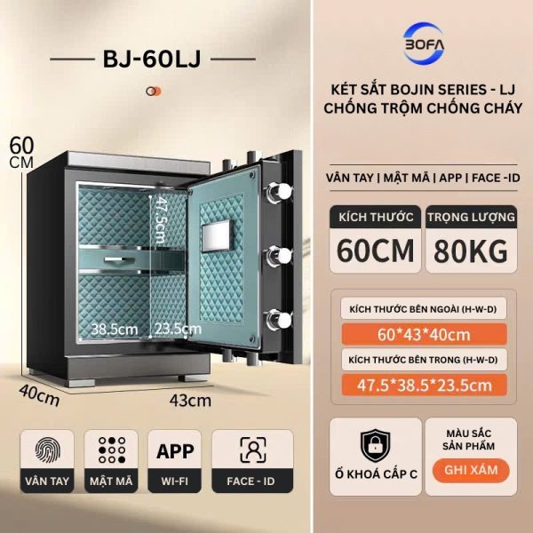 Két sắt Bofa model BJ-60LJ mặt bên