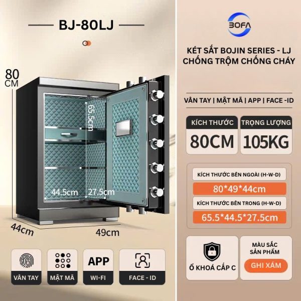 Két sắt Bofa model BJ-80LJ mặt bên