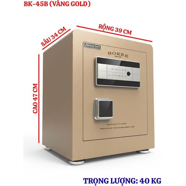 Két sắt Bokee BK-45B màu vàng chi tiết