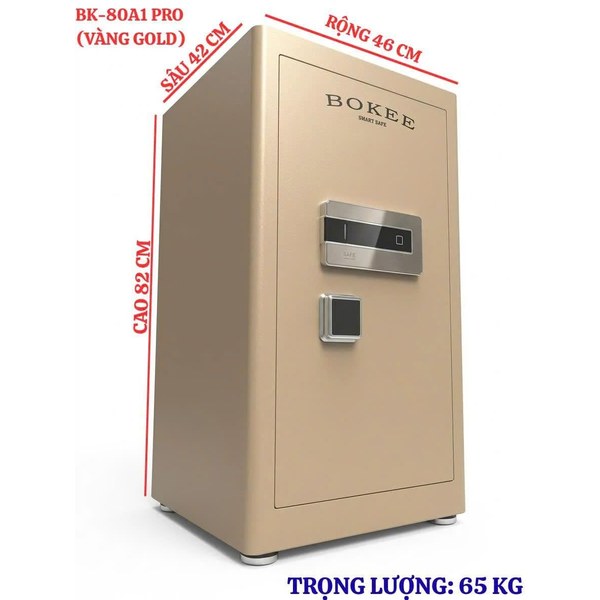 Két sắt Bokee BK-80A1 màu vàng chi tiết