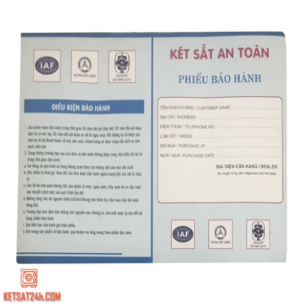 Két sắt việt tiệp K54 chính hãng giá , Khóa cơ (Mã: K-COT-54-H)