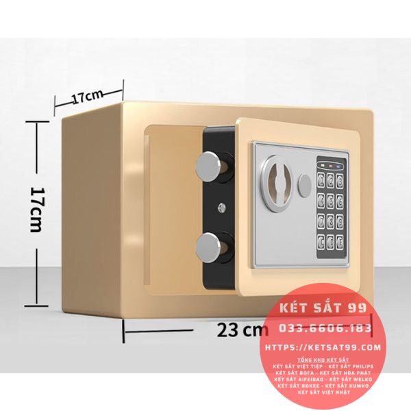 Két sắt mini KS17E màu vàng gold để tiếp kiệm, khóa điện tử